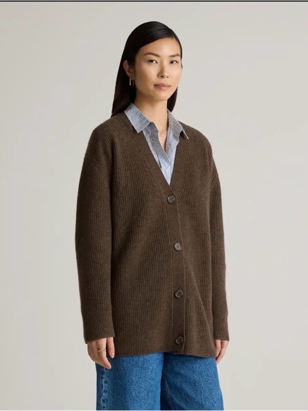 Mongolian Cashmere Oversized
Boyfriend Cardigan Sweater - L